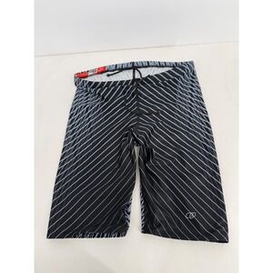 QC Performance Cycling Shorts Black White Stripe Mens Size 30 UPF 50+